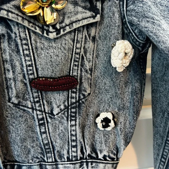 ALICE + OLIVIA EMBELLISHED DENIM JACKET SZ XS - Picture 7 of 13